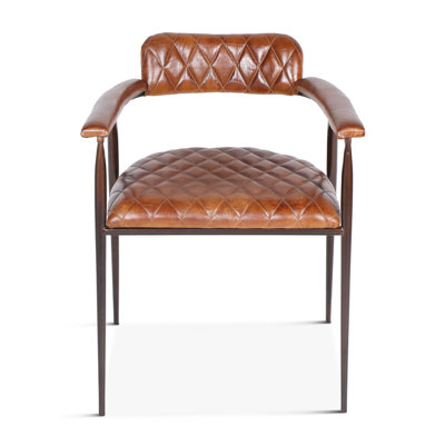 Delgado Leather Upholstered Arm Chair in Brown by Foundry Select