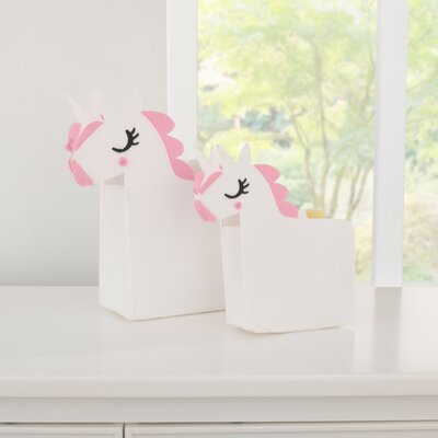 Little Love by NoJo White Altan Felt Unicorn Shaped 2 Piece Nursery Storage Caddy Set by Harriet Bee