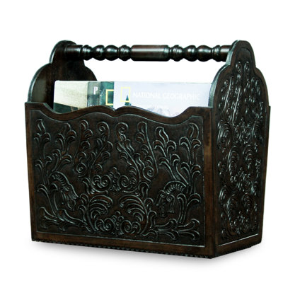 Sarasota Colonial Splendor Mohena Wood and Leather Magazine Rack by Astoria Grand