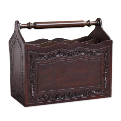 Pertessa Gracious Home Mohena Wood And Leather Magazine Rack by World Menagerie