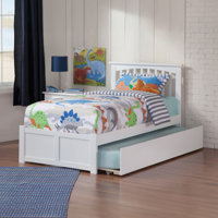 Huntsville Extra Long Twin Solid Wood Platform Bed with Trundle by Harper Orchard