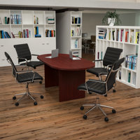 5 Piece Oval Conference Table Set with 4 LeatherSoft Ribbed Executive Chairs by Inbox Zero