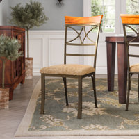 Ellefson Upholstered Cross Back Side Chair in Bronze by Lark Manor