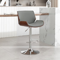 Maximo Swivel Adjustable Height Faux Leather Mid-Century Bar Stool by George Oliver