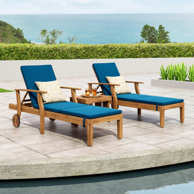 Sonntag Reclining Chaise Lounge with Cushion and Table by Loon Peak