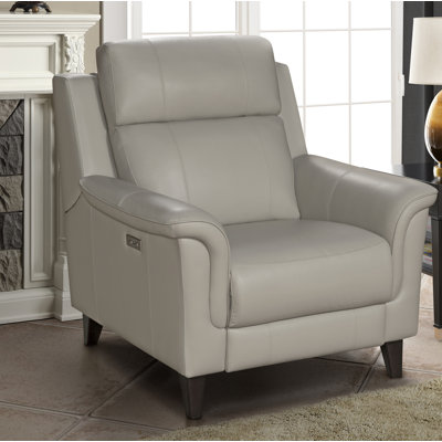 Neabsco 39.4" Wide Leather Match Power Zero Clearance Club Recliner by Orren Ellis