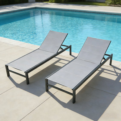 Nanafalia Aluminum 77.5" Long Reclining Single Chaise