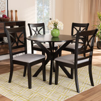 Etien 4 - Person Rubberwood Solid Wood Dining Set by Lark Manor