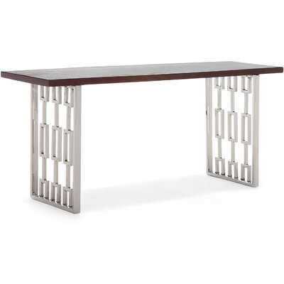 Contemporary Wood and Silver Metal Bench by Adore Decor