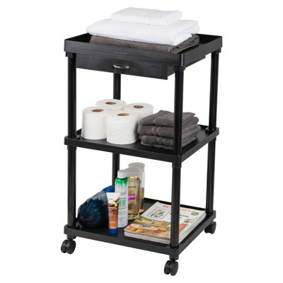 Mind Reader Bar Cart, Rolling, Utility Cart, 3-Tier, Coffee Cart, Bathroom, Kitchen, Plastic, 20"L x 15"W x 34.5"H by Mind Reader