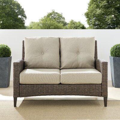 Allis Furniture Outdoor High Back Loveseat with Cushion by Longshore Tides