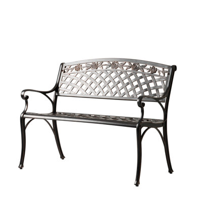 Vistamar Patio Sense Cast Aluminum Bench, Heavy Duty, Rust Free ,Metal Construction-Antique Bronze Finish by Astoria Grand