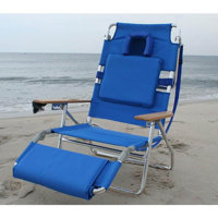 Ostrich Deluxe Padded Lightweight Portable Adjustable Outdoor Reclining Folding Chair with Footrest by Ostrich