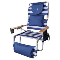 Ostrich Deluxe Padded Lightweight Portable Adjustable Outdoor Reclining Folding Chair with Footrest by Ostrich