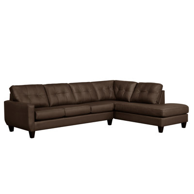 Aarah 121" Wide  Genuine Leather Sofa & Chaise by Wade Logan
