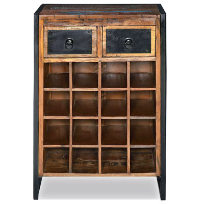 Wine Rack for 16 Bottles Solid Wood Mango by Millwood Pines