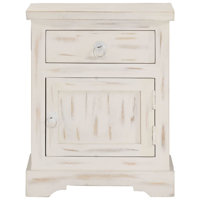 Bedside Cabinet White 15.7" x 11.8" x 19.7" Solid Mango Wood by Dovecove