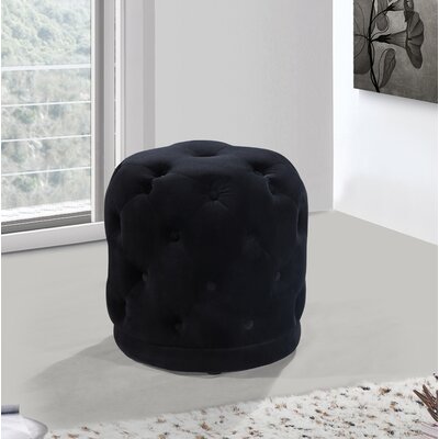 Olivios 18" Wide Velvet Tufted Round Standard Ottoman