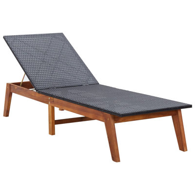 Cowart 80" Long Acacia Single chaise with Cushions by Breakwater Bay