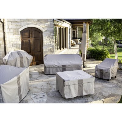 Modern Leisure Monterey Patio Bar Table & Chair Set Cover, 66"L x 64"W x 34"H, Beige by Rebrilliant
