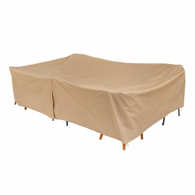 Modern Leisure Basics Rect/Oval Patio Table & Chair Set Cover, 115"L x 76"W x 30"H, Khaki by Rebrilliant