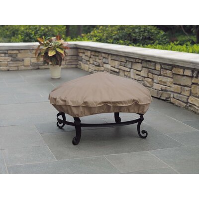 Modern Leisure Basics Round Patio Fire Pit Cover, 35" Diameter x 4"H, Khaki by Rebrilliant