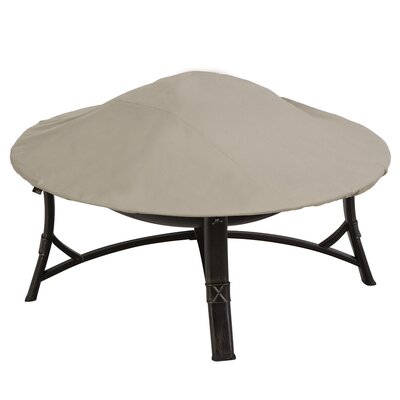 Modern Leisure Chalet Round Patio Fire Pit Cover, 44" Diameter x 3"H, Beige by Rebrilliant