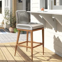 Lesley Metal Frame Patio Bar Stool with Cushion by Sand & Stable