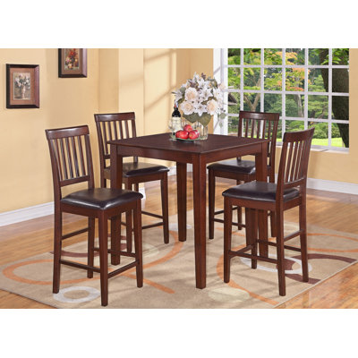 4 - Person Counter Height Rubberwood Solid Wood Dining Set by Red Barrel Studio