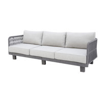Sommers 84.2" Wide Patio Sofa with Cushions by Rosecliff Heights