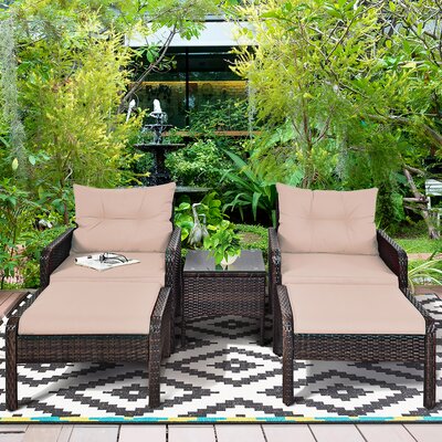 Beaudette 5 Piece Rattan Seating Group by Longshore Tides