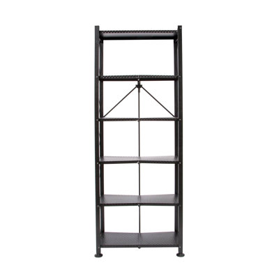 Foldable 6-Shelf Classic Stamped Steel Bookcase by Origami