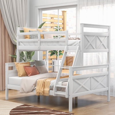 Triven Bunk Bed With Ladder, Trundle, And Storage Drawers In Rustic Pinewood by Harriet Bee