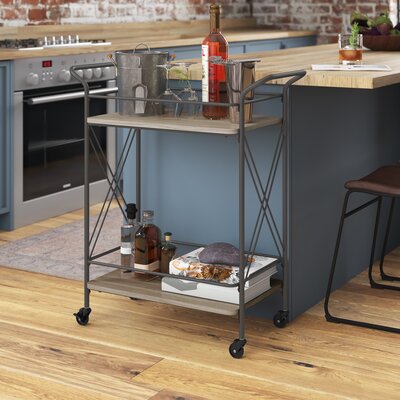 Metal Double-Cross Bar Cart by 17 Stories