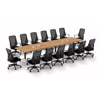 Albin 14 Person Conference Meeting Tables with 14 Chairs Complete Set by The Twillery Co.