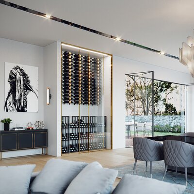 Honya Floor Wine Bottle Rack in Matte Black by Rebrilliant