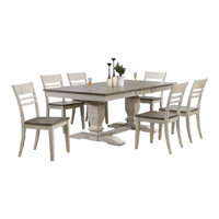Conesha 7 -Piece Extendable Rectangle Double Pedestal Solid Wood Dining Set in White and Grey by Rosalind Wheeler