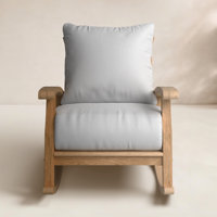 Summerton Teak Outdoor Rocking Chair with Cushions by Birch Lane
