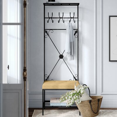 Ahjanay Iron Hall Tree with Bench and Shoe Storage by Latitude Run