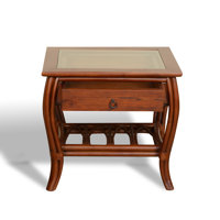 Tadley End Table W/Glass/Drawer by Bayou Breeze