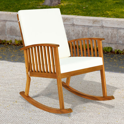 Zehr Outdoor Garden Rocking Chair with Cushions by Rosecliff Heights