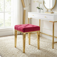 Pericles 14.5" Velvet Tufted Square Standard Ottoman