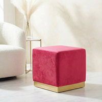Perino 15.5" Velvet Square Cube Ottoman by Mercer41
