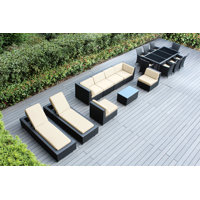 Pavior 18 Piece Rattan Complete Patio Set with Cushions by Ebern Designs