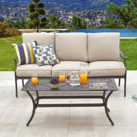 Vlachavas 2-Piece Outdoor Patio Deep Seating Sofa Set with Cushions and Coffee Table