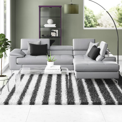 Ellijay 107.1" Wide Genuine Leather Sofa & Chaise by Wade Logan