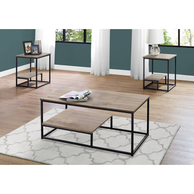 Isaura Table Set, 3pcs Set, Coffee, End, Side, Accent, Living Room, Metal, Laminate by Ebern Designs