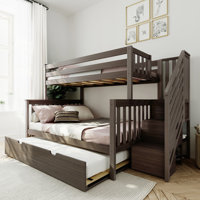 Juliann Twin Over Full Solid Wood Standard Bunk Bed with Trundle by Harriet Bee by Harriet Bee