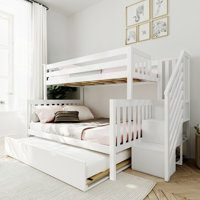Juliann Twin Over Full Solid Wood Standard Bunk Bed with Trundle by Harriet Bee by Harriet Bee