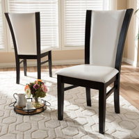 Myrtledale Upholstered Side Chair in White/Dark Brown by Red Barrel Studio